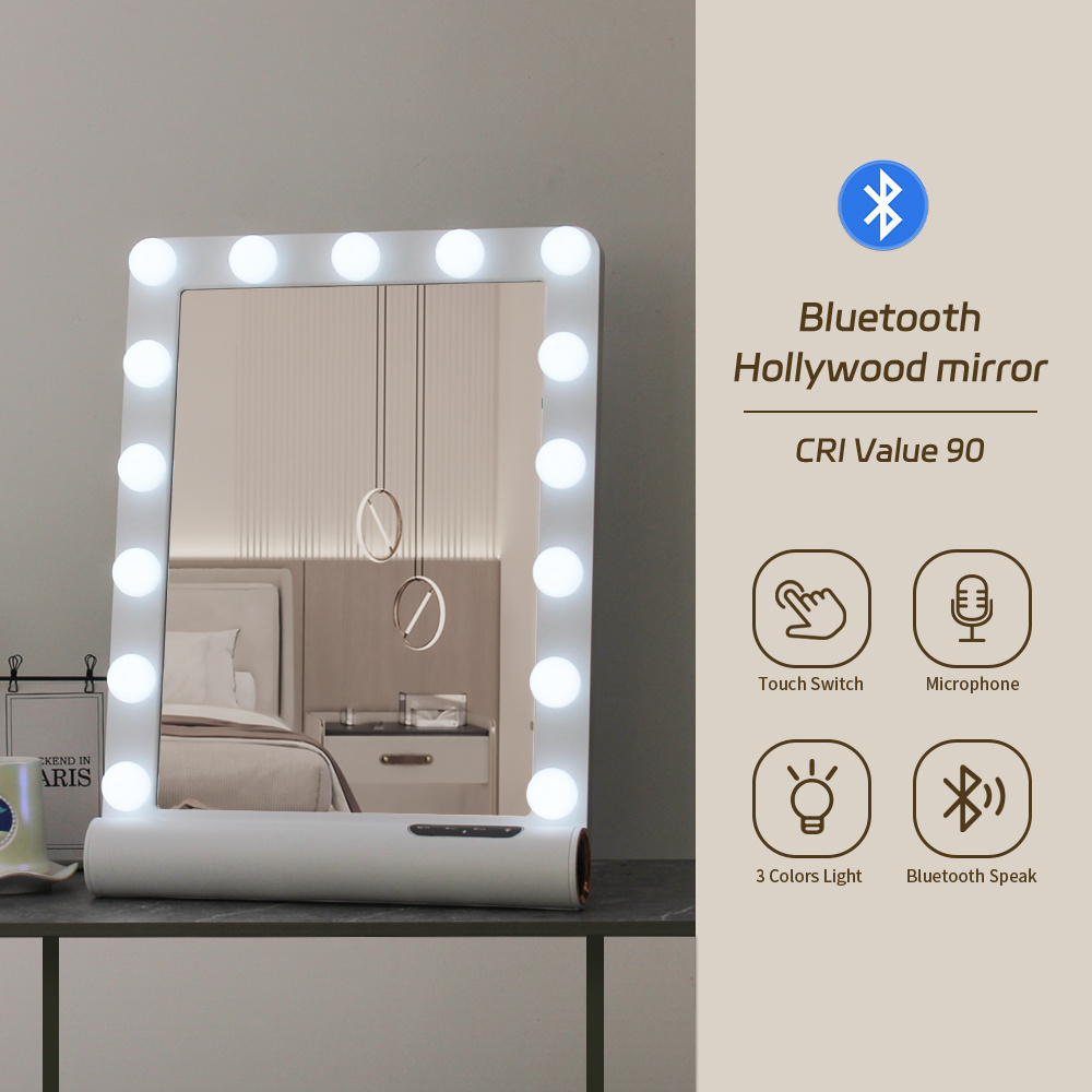 3 Color Lighting Modes Girl Hollywood Style Table Makeup Mirror Led Vanity Mirror With Light Bulbs