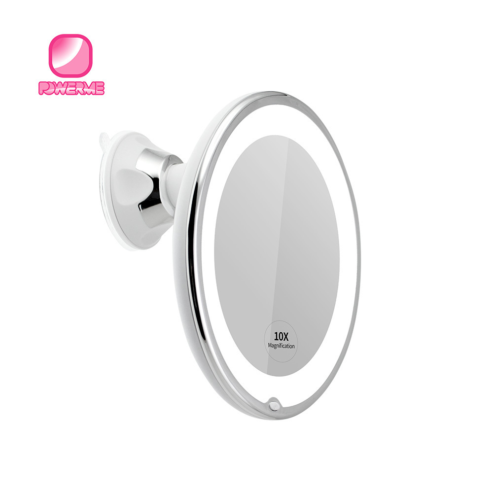 Led Light Magnifying Shaving Mirror Suction Cup Light Round Makeup Mirror 14 Pcs LED Lights Wall Mounted Mirror Daily Makeup T/T