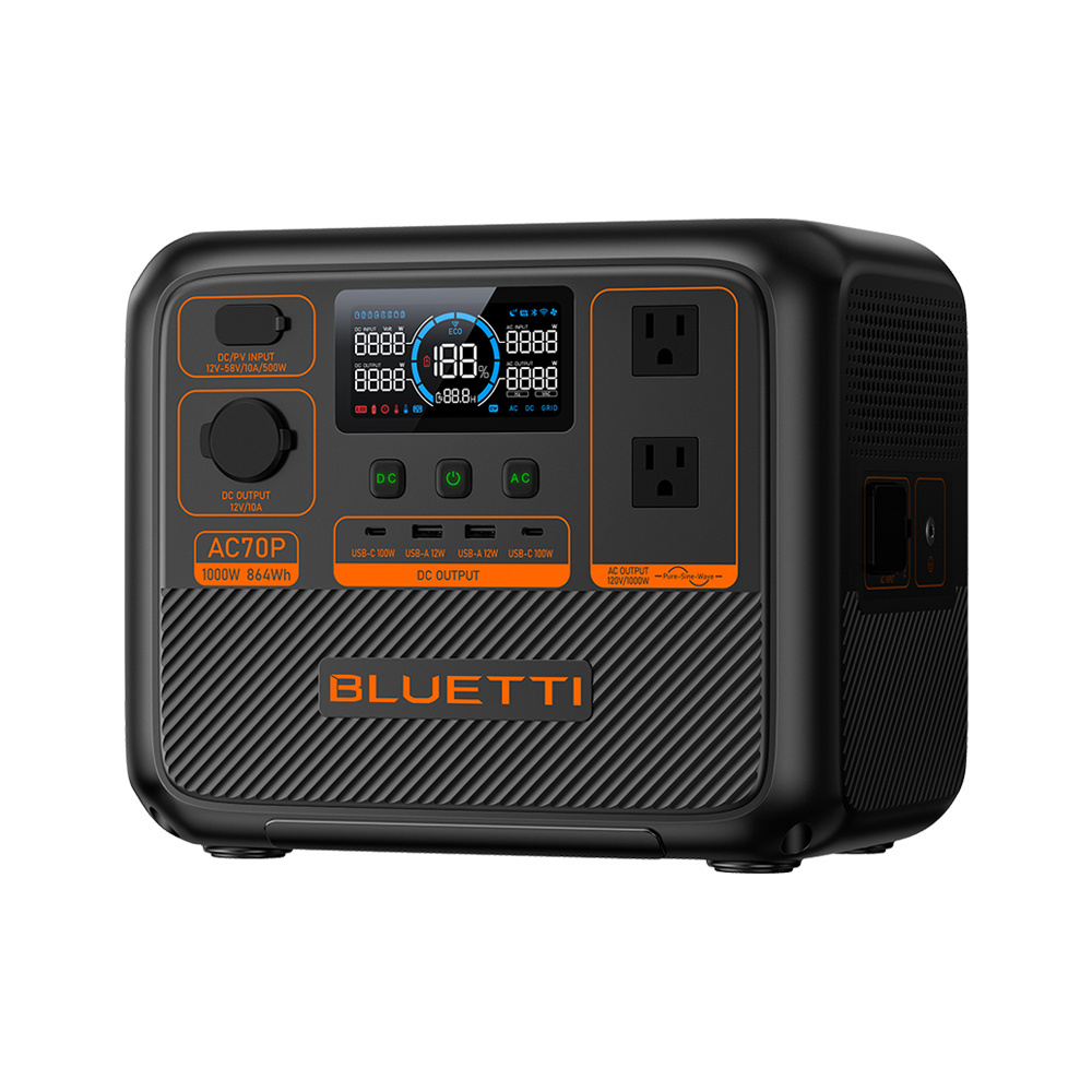 Bluetti AC70P Lithium Battery Portable Solar Generator Power Station With Solar Panels