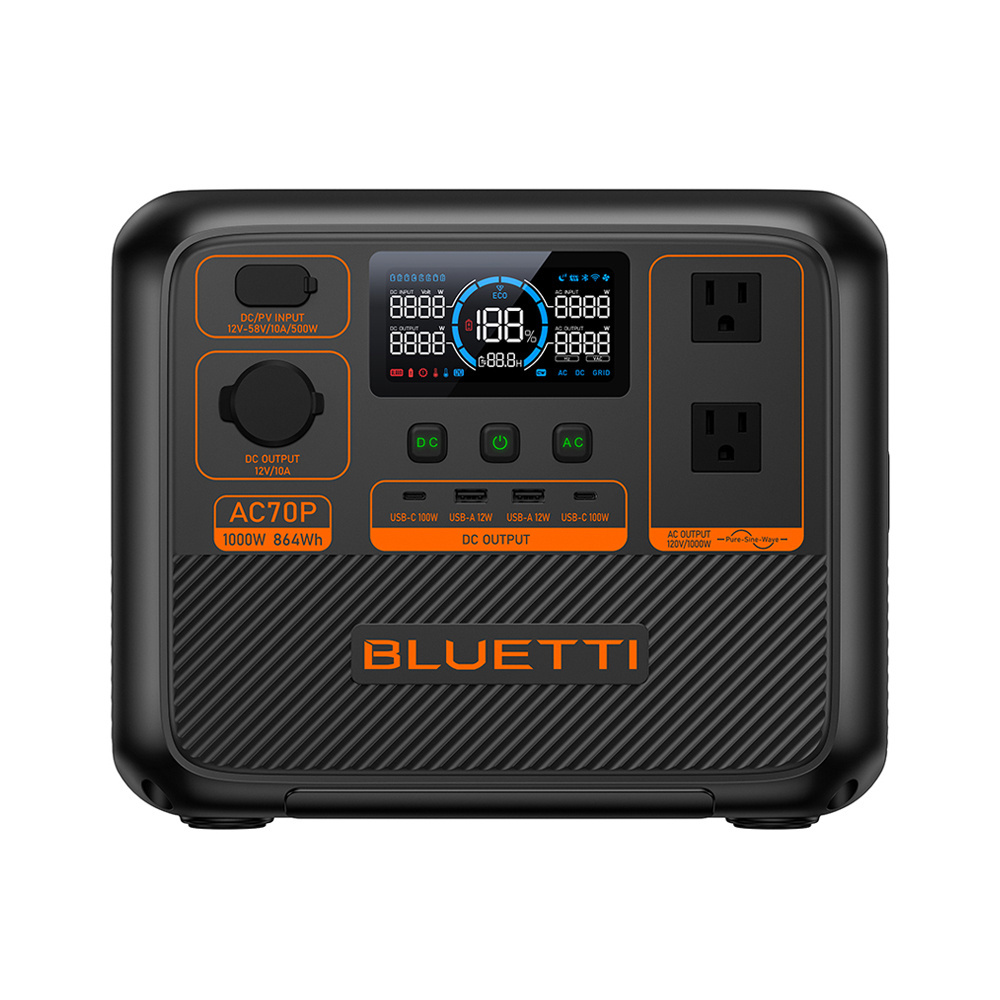 Bluetti AC70P Lithium Battery Portable Solar Generator Power Station With Solar Panels