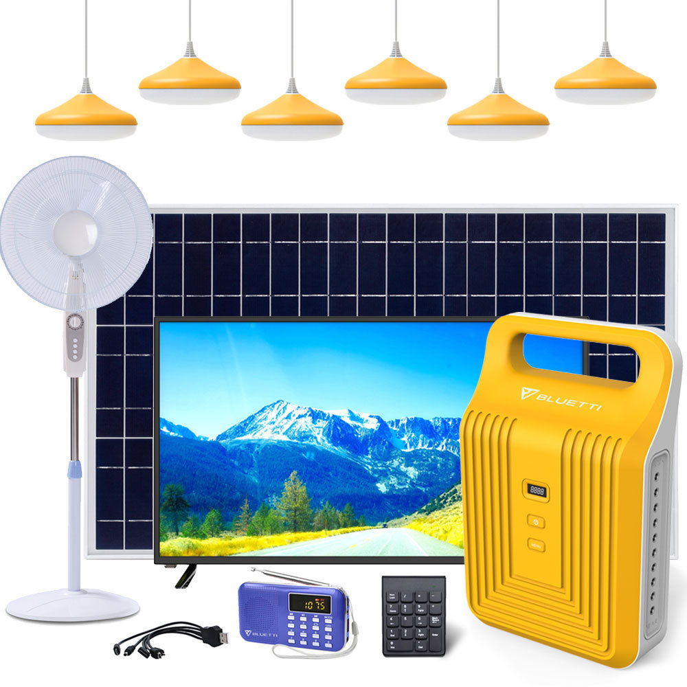 Multi-Function Solar Home System 55W Mini USB Radio TV Fan Solar Power Lighting Kit