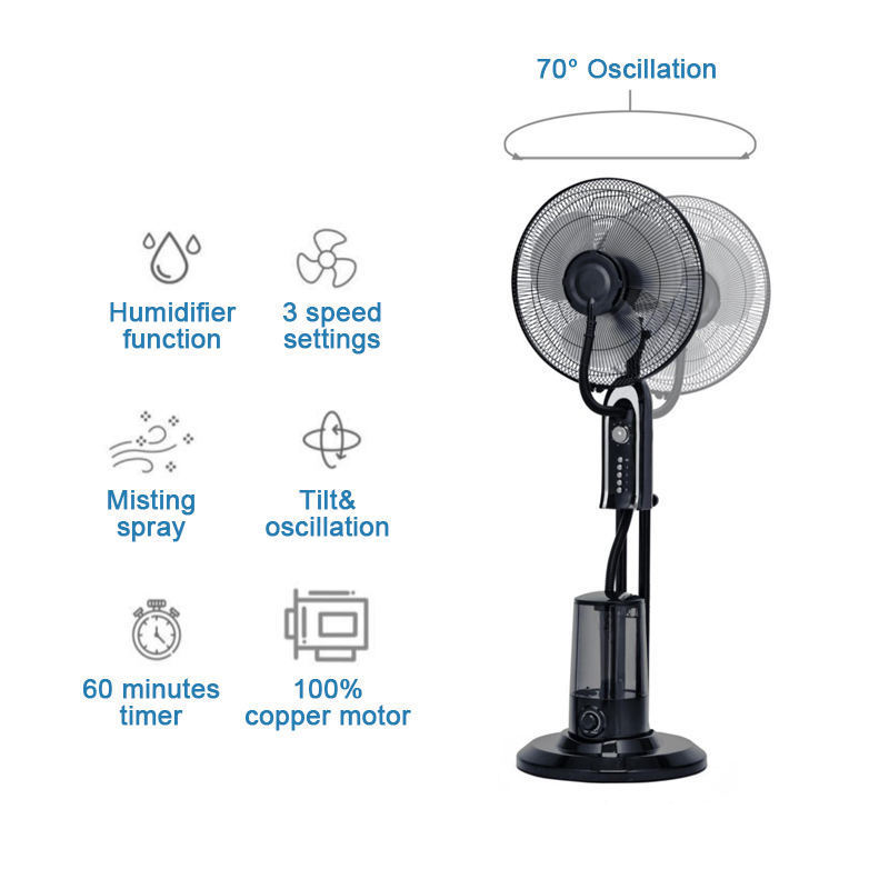 New design plastic household cheap price heavy duty outdoor industrial 16inch mist fan water outdoor mist fan