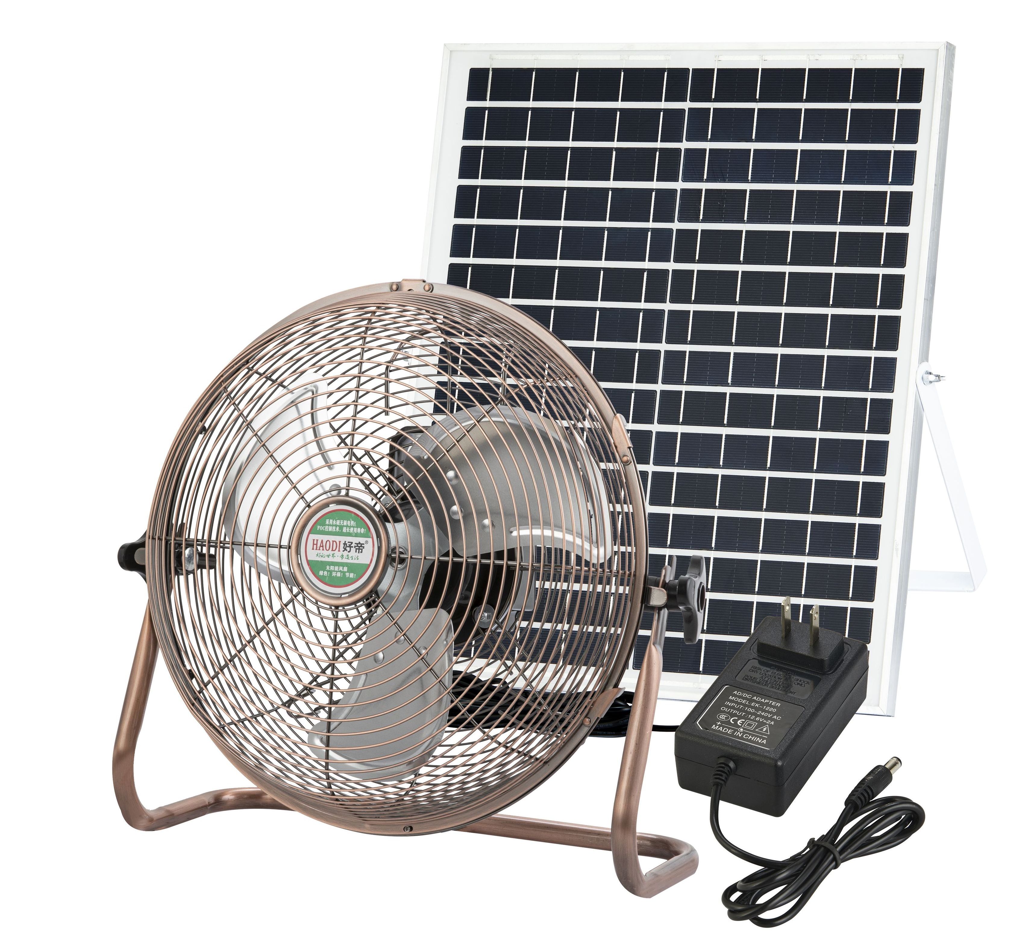 Full Power Complete set 20W Solar Panel 12 inch DC/AC Portable Solar Fan