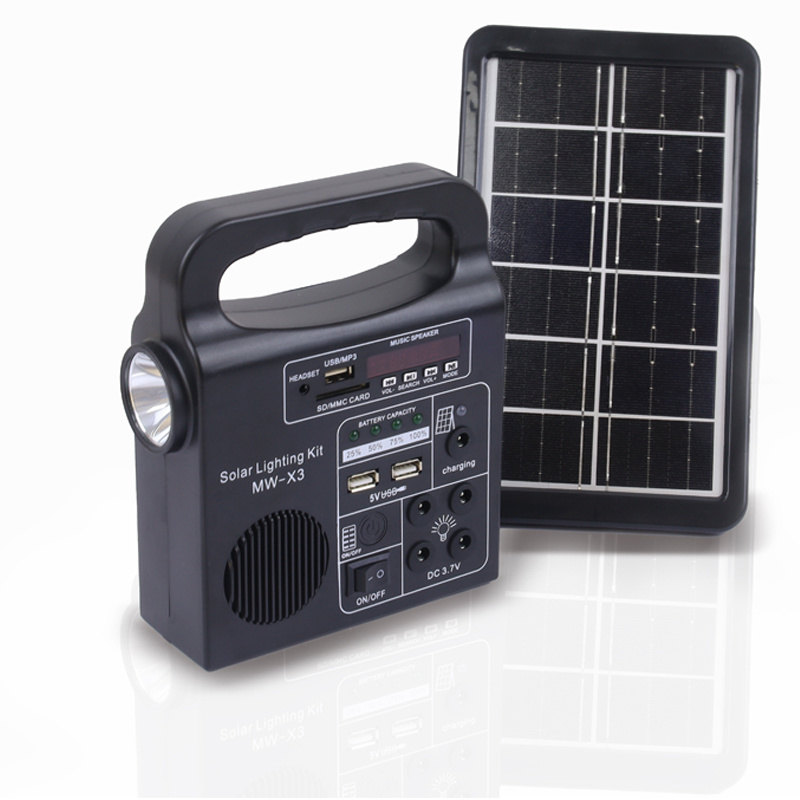 Emergency portable solar lighting kit portable mini outdoor solar power lighting system for home