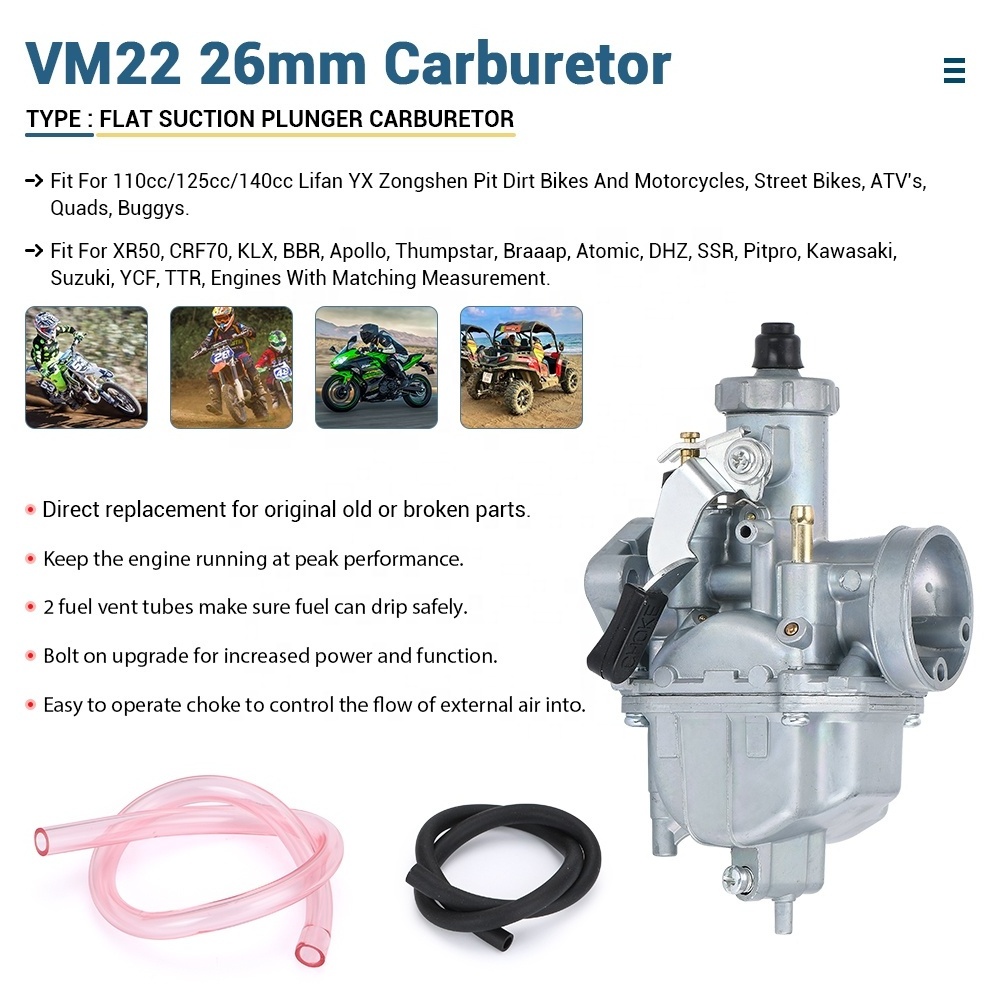 Mikuni Carburetor VM22 26mm 110cc 125cc Pit Dirt Bike ATV Quad PZ26 Performance Carburetor Part PQY-CBR02