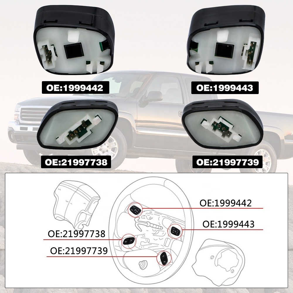 Fits for Chevy Silverado Steering Wheel Regulator Buttons GMC Yukon Hummer H2 Avalanche seek Volume Radio Volume Control Switch