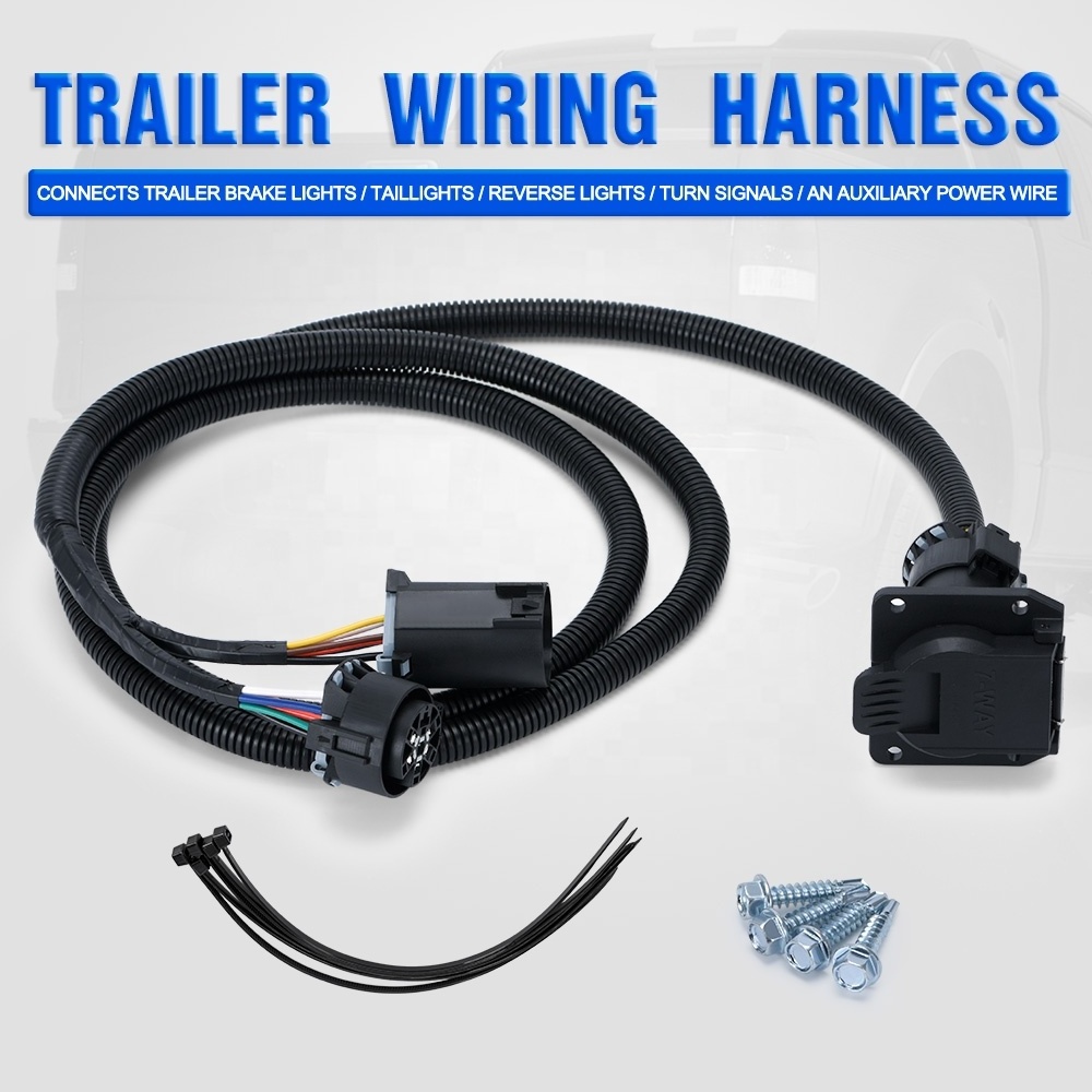 56070 7-Foot Vehicle-Side Truck Bed 7Pin Trailer Wiring Harness Extension for Chevrolet Dodge Ford GMC Nissan Ram Toyota OIC03BK