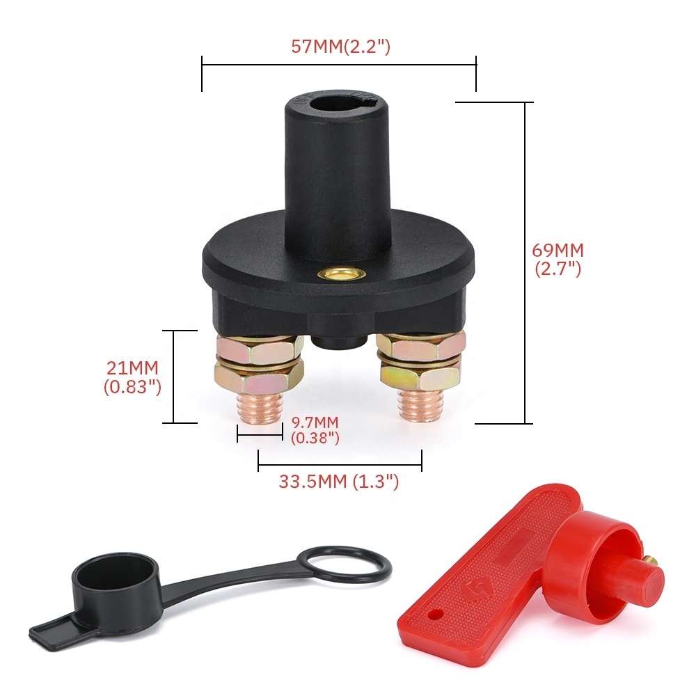 Car Battery Power Switch Disconnect Isolator Circuit Breaker Main Kill Cut-off Switch Insulated Rotary Switch Key Truck