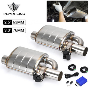 Stainless Steel 2.5" 3" Slant Outlet Tip Inlet Variable  Exhaust Muffler With Vacuum Exhaust Cutout Electric Control Valve Kit