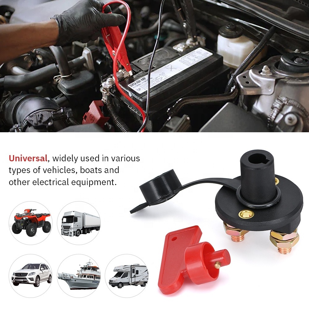 Car Battery Power Switch Disconnect Isolator Circuit Breaker Main Kill Cut-off Switch Insulated Rotary Switch Key Truck