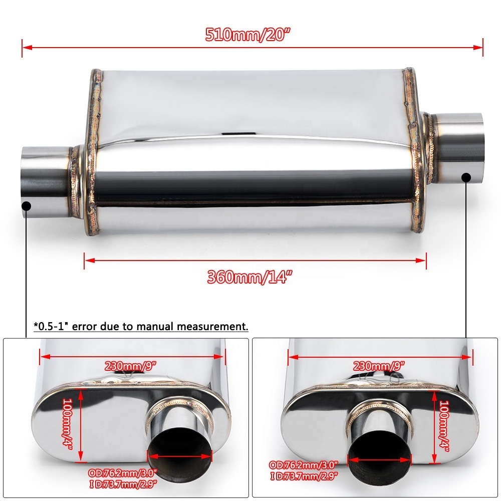 Set of 2 Stainless Steel Universal Exhaust Mufflers with Clamps 2.5