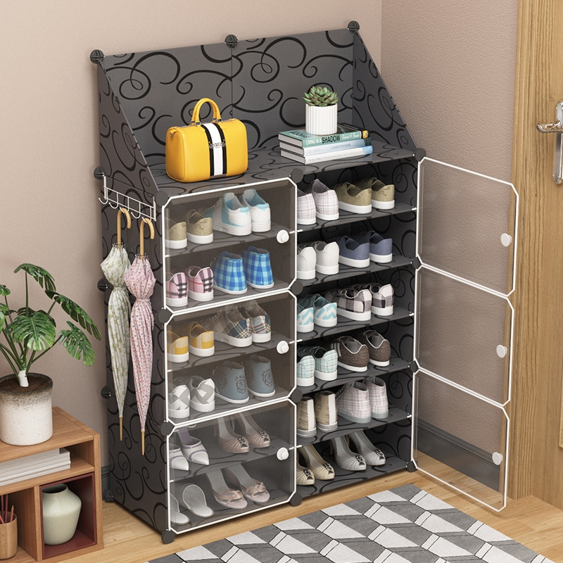 cheap eazy assemble storage foldable organizer folding portable clear plastic shoes rack cabinet transparent for home with door