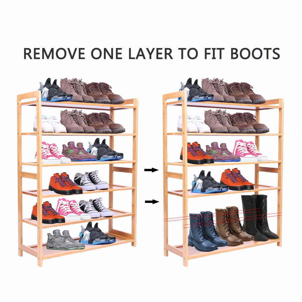 modern simple design 4 5 6 tiers upright stackable boots bamboo wooden bench storage shelf shoe racks for home small spaces