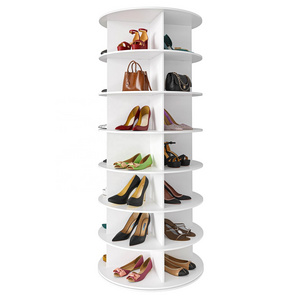 modern mulitiers white living room Vertical Spinning Revolving rotatable rotating shoe Storage cabinet rack 360 Tower Display