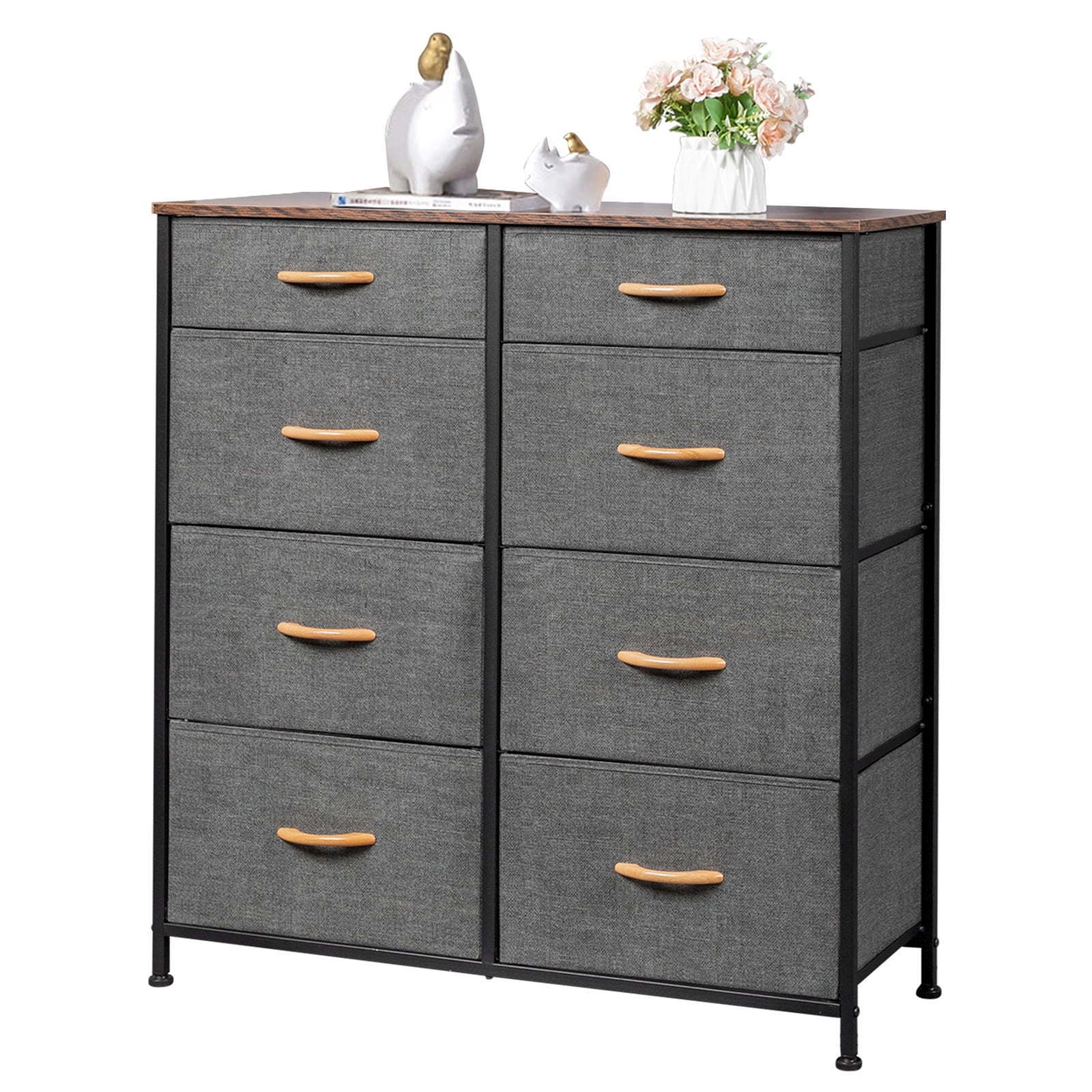 ropero de tela Sturdy metal frame 8 Dark Gray Tower Organizer storage drawer large dresser bedroom furniture for Nursery