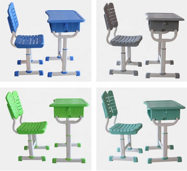 Factory adjustable plastic primary children's student kids study single sets seater school desk tables and chair furniture