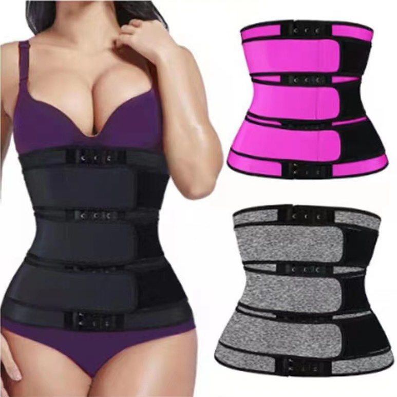 Hot Sale Custom Logo Compression Double Belt Women Slimming Abdominal Control Latex Waist Trainer