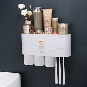 Organizer Box Bathroom Stainless Steel Wall Mounted Toothbrush Holder