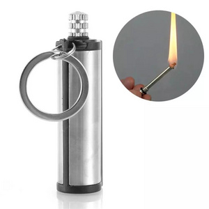 Starter Gas Oil Flints Lighter With KeyChain Camping Metal Match Fire L0230/2/1