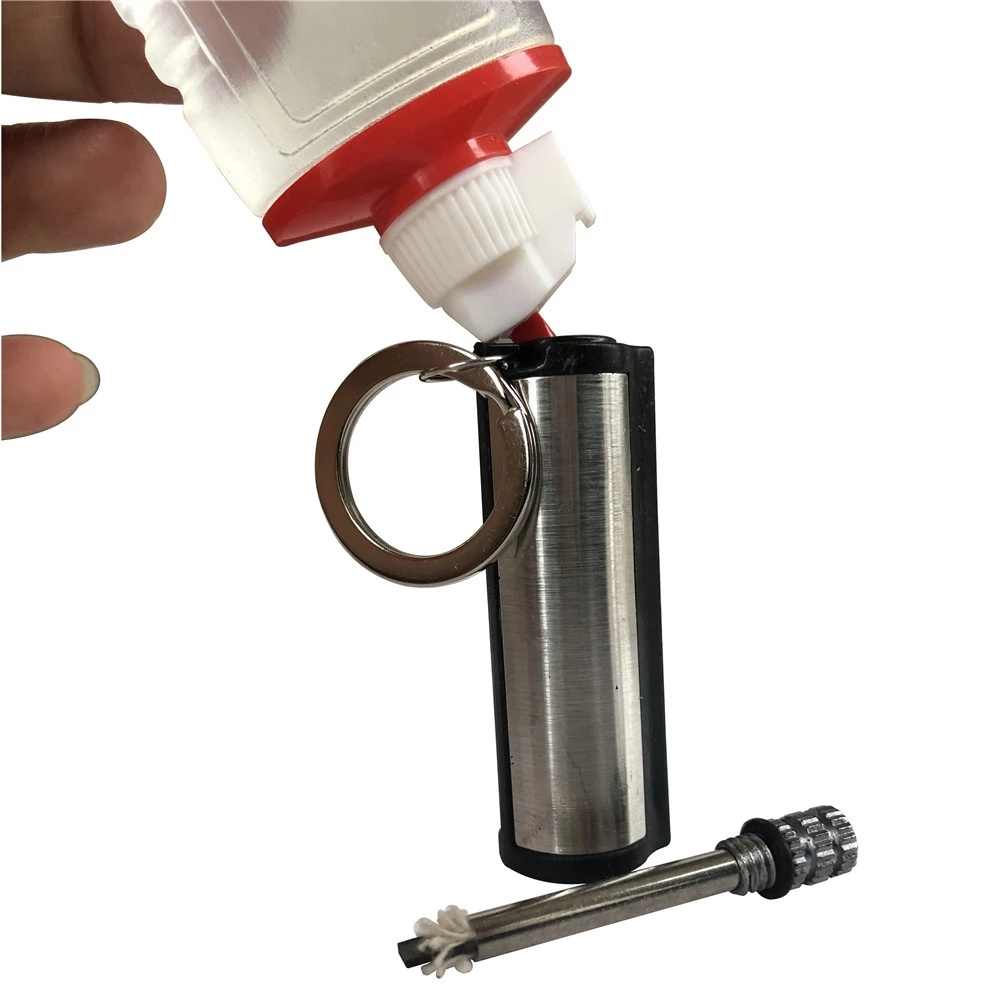 Starter Gas Oil Flints Lighter With KeyChain Camping Metal Match Fire L0230/2/1