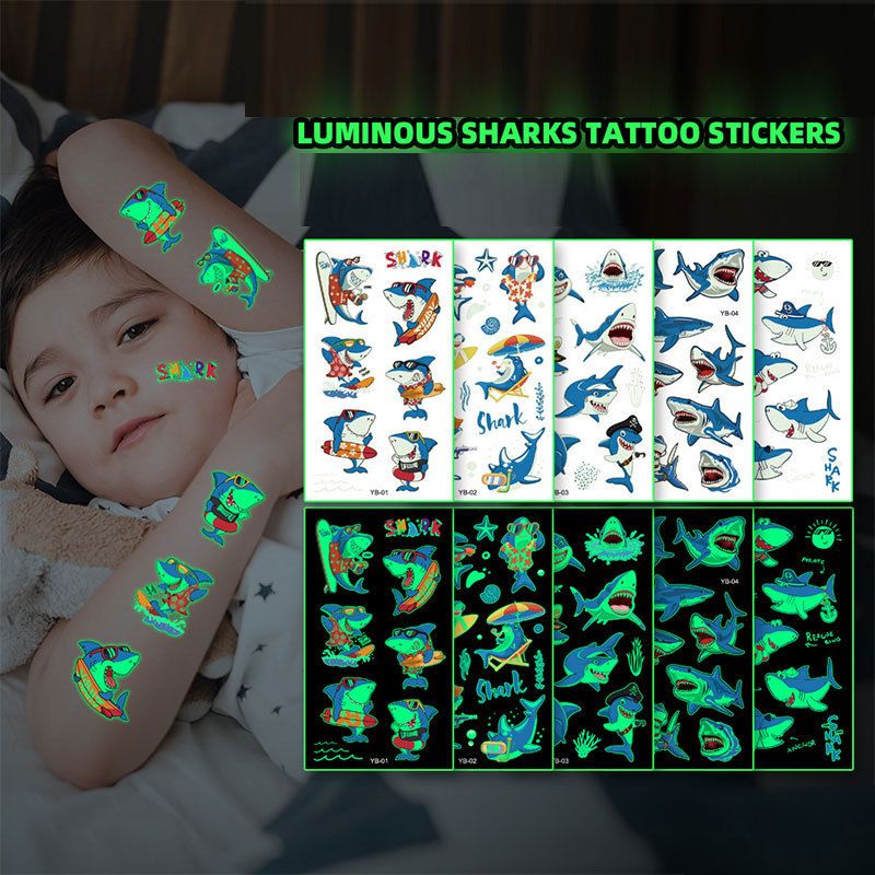 Spot Animal Face Tattoo Stickers Set Temporary Water Fluorescent Tattoo Sticker Butterfly Glitter Tattoo Sticker For Kids