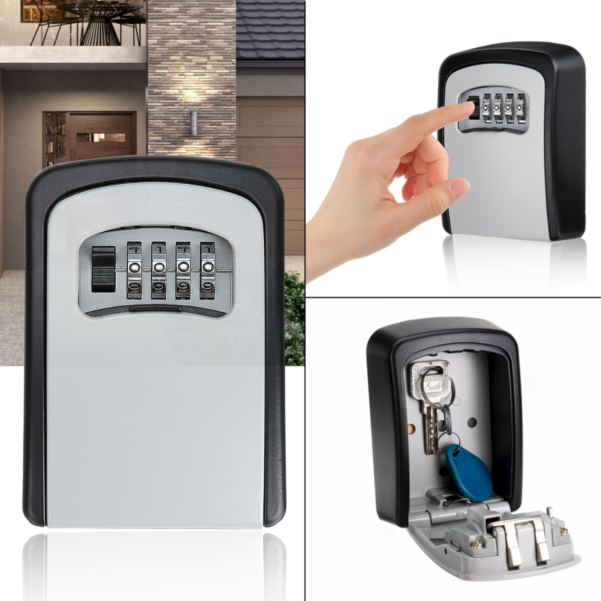 Wall Mounted Key Lock Box Waterproof Combination Lockbox Portable Key Safe Lock Box for House Keys