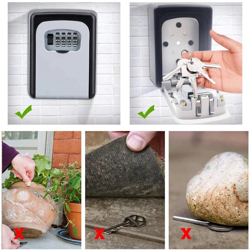 Wall Mounted Key Lock Box Waterproof Combination Lockbox Portable Key Safe Lock Box for House Keys