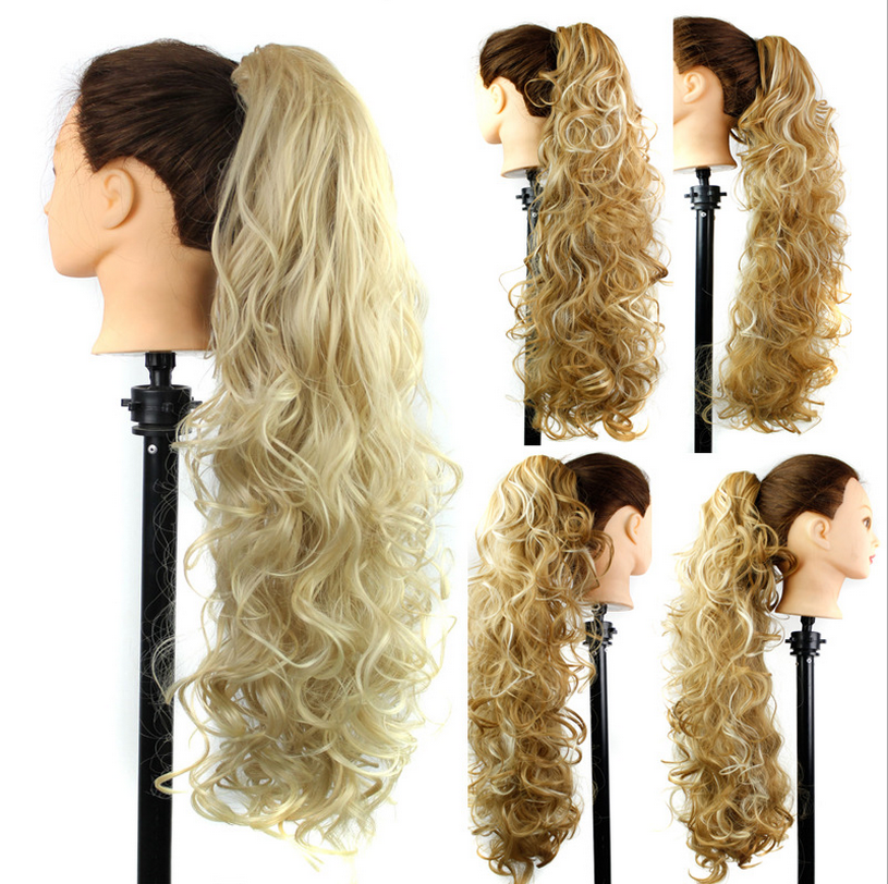 New Fashion long human hair wigs,claw clip hair pieces synthetic pony tail