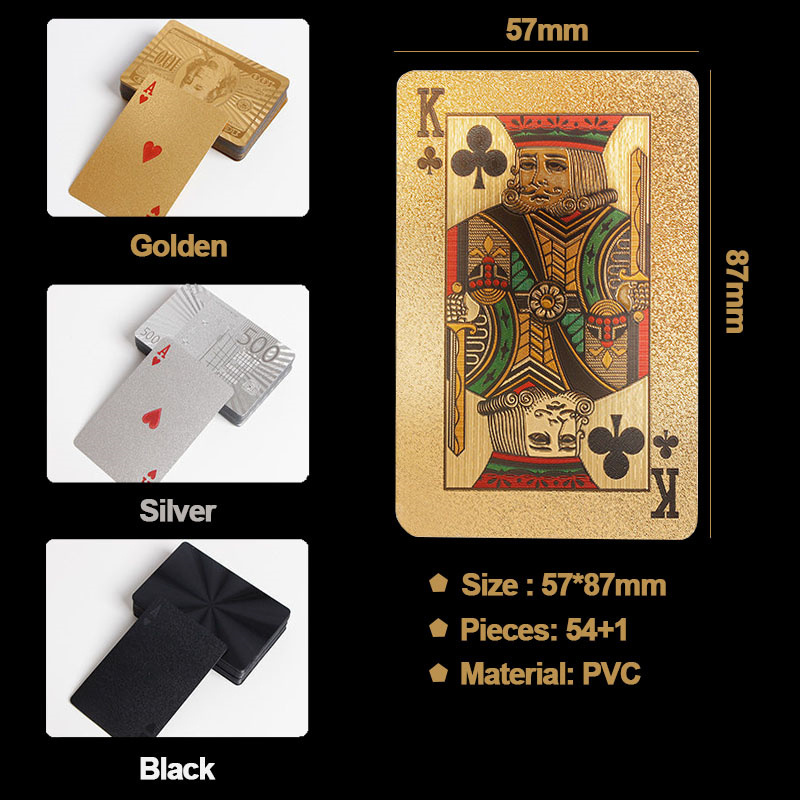 Classic Poker Game Deck Gold Foil Poker Set Plastic Card Waterproof Cards 24K Gold Playing Cards