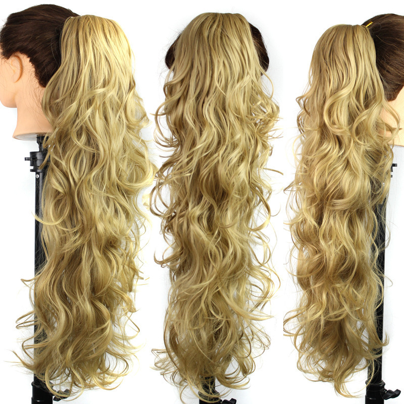 New Fashion long human hair wigs,claw clip hair pieces synthetic pony tail