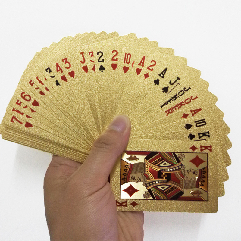 Classic Poker Game Deck Gold Foil Poker Set Plastic Card Waterproof Cards 24K Gold Playing Cards