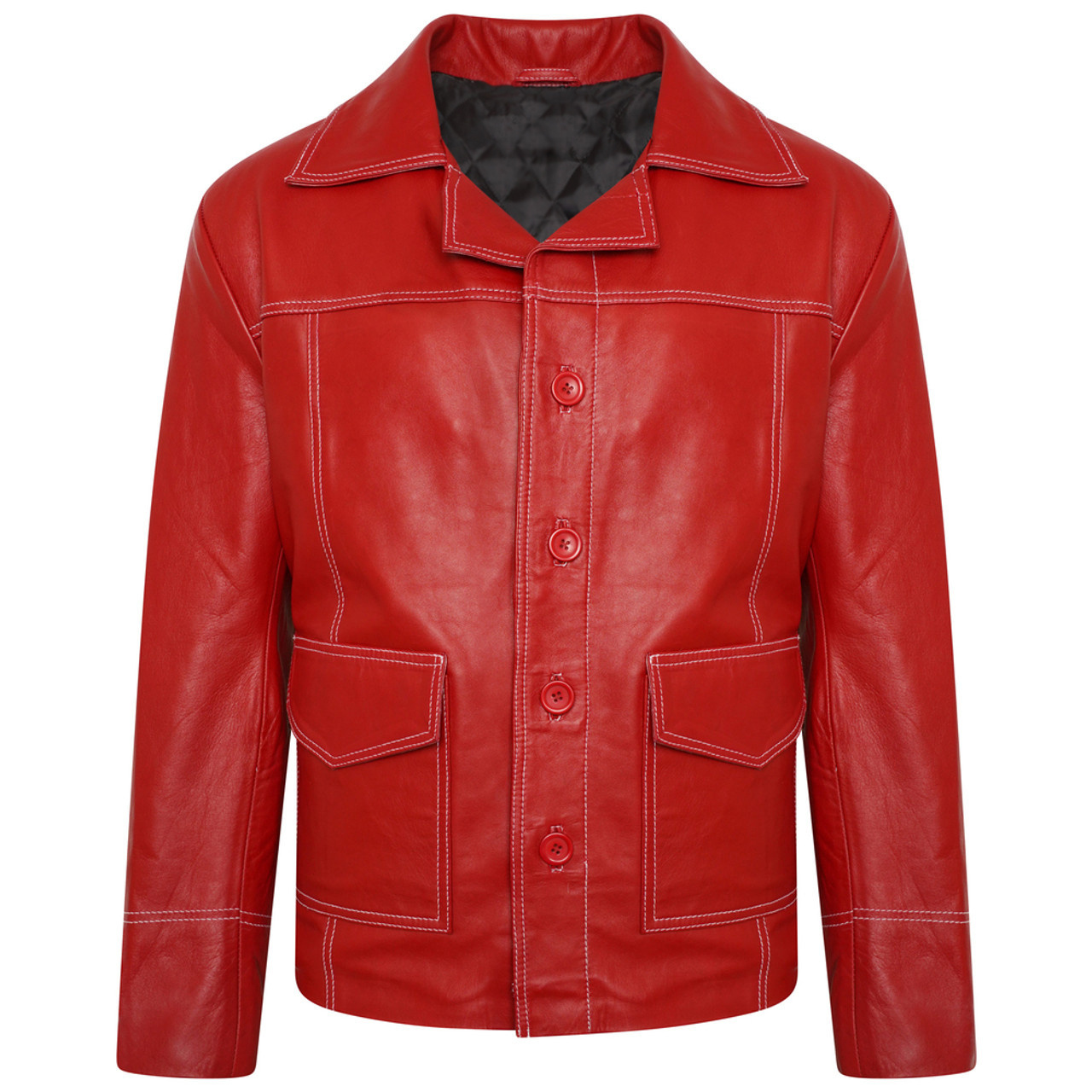 Red Color Low Price Men Leather Jacket Plus Size Casual Wear Genuine Fashion Leather Jacket Made In Pakistan