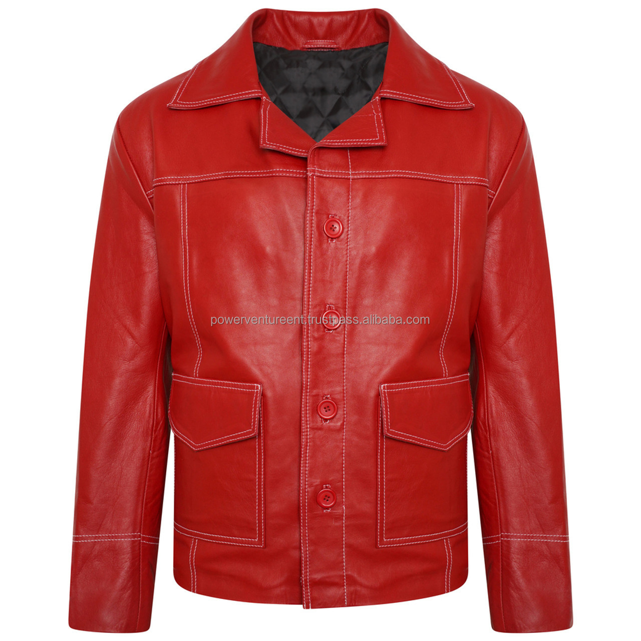 Red Color Low Price Men Leather Jacket Plus Size Casual Wear Genuine Fashion Leather Jacket Made In Pakistan BestSuppliers