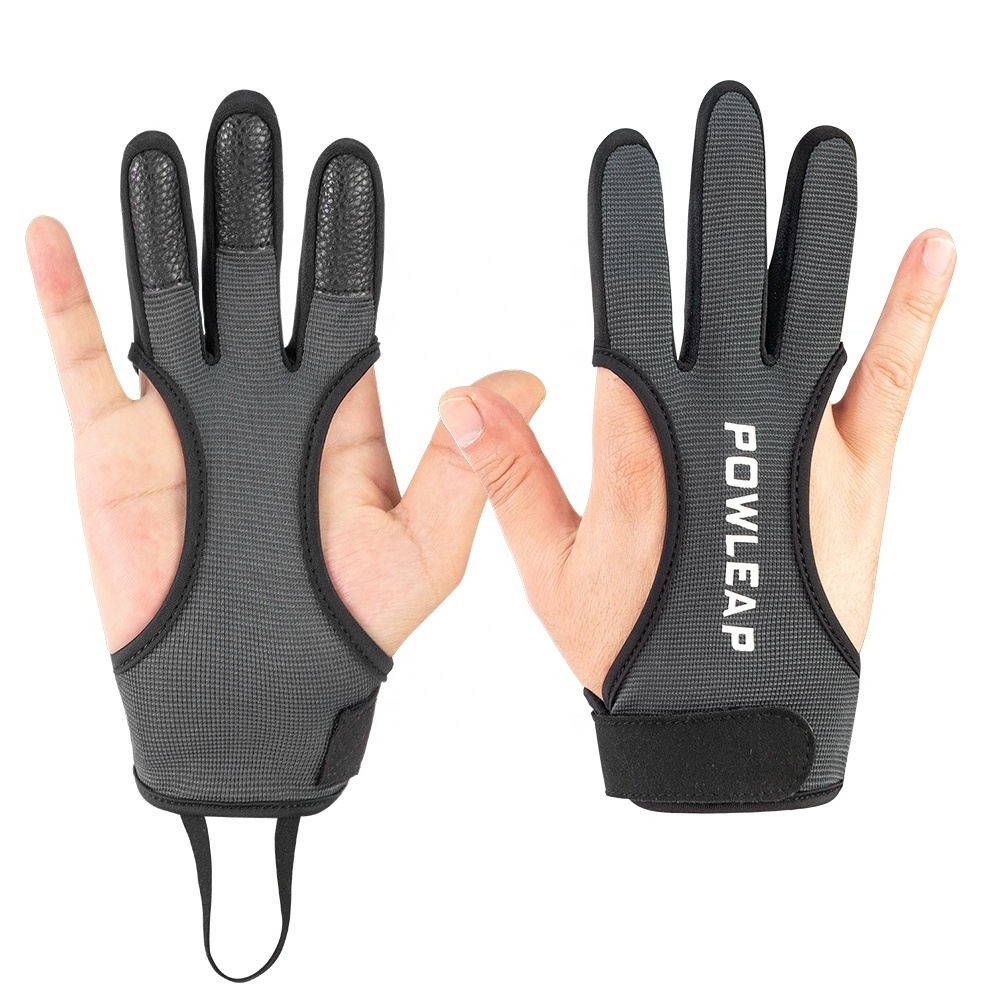 Wholesale Custom Archery Glove Best Stretchable 3 Finger Guard Leather Archery Gloves for Recurve & Compound Bow