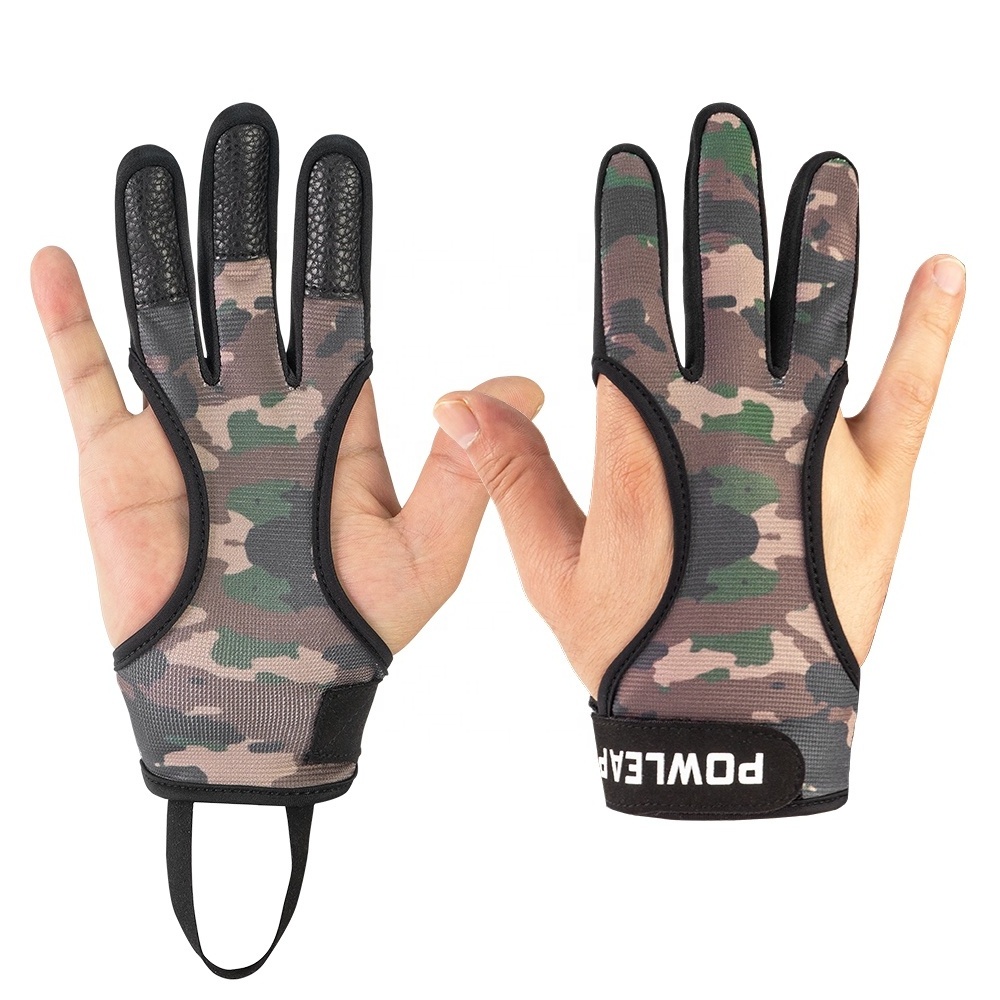 Wholesale Custom Archery Glove Best Stretchable 3 Finger Guard Leather Archery Gloves for Recurve & Compound Bow