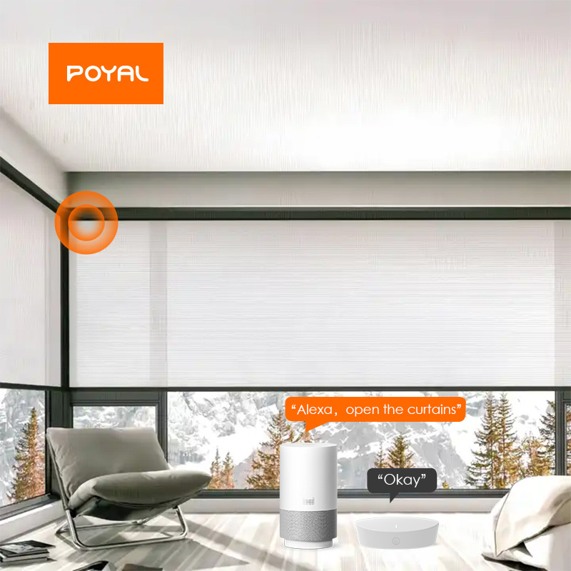 POYAL Smart Electric Outdoor Blinds Automatic Motorized Patio Roller Screens Retractable Blackout Zip Screen Outdoor Curtains