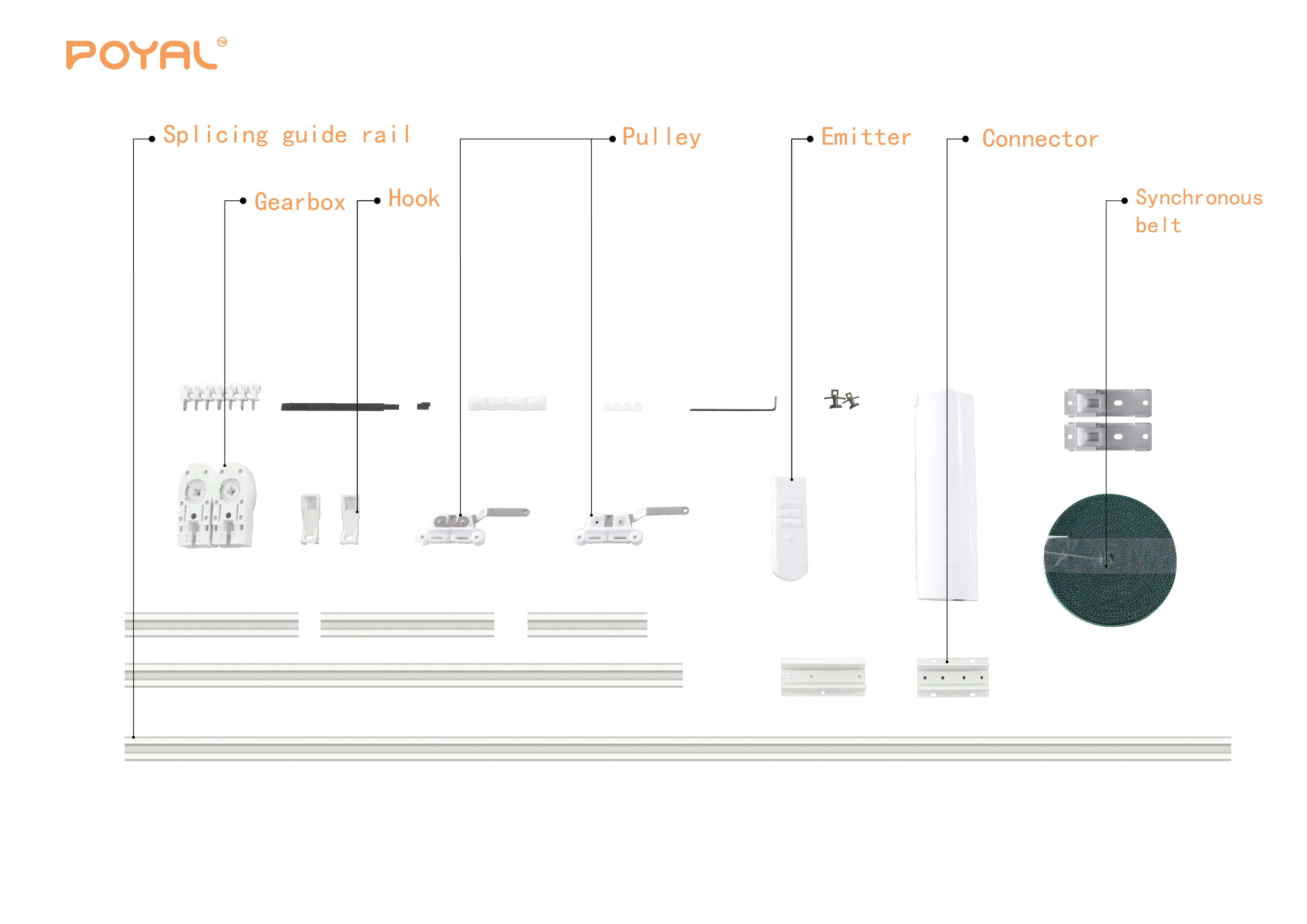 POYAL Customized Smart Curtain Set Ceiling Mounted Motorized Smart Rails System Intelligent Driver Motor Remote Control Curtains