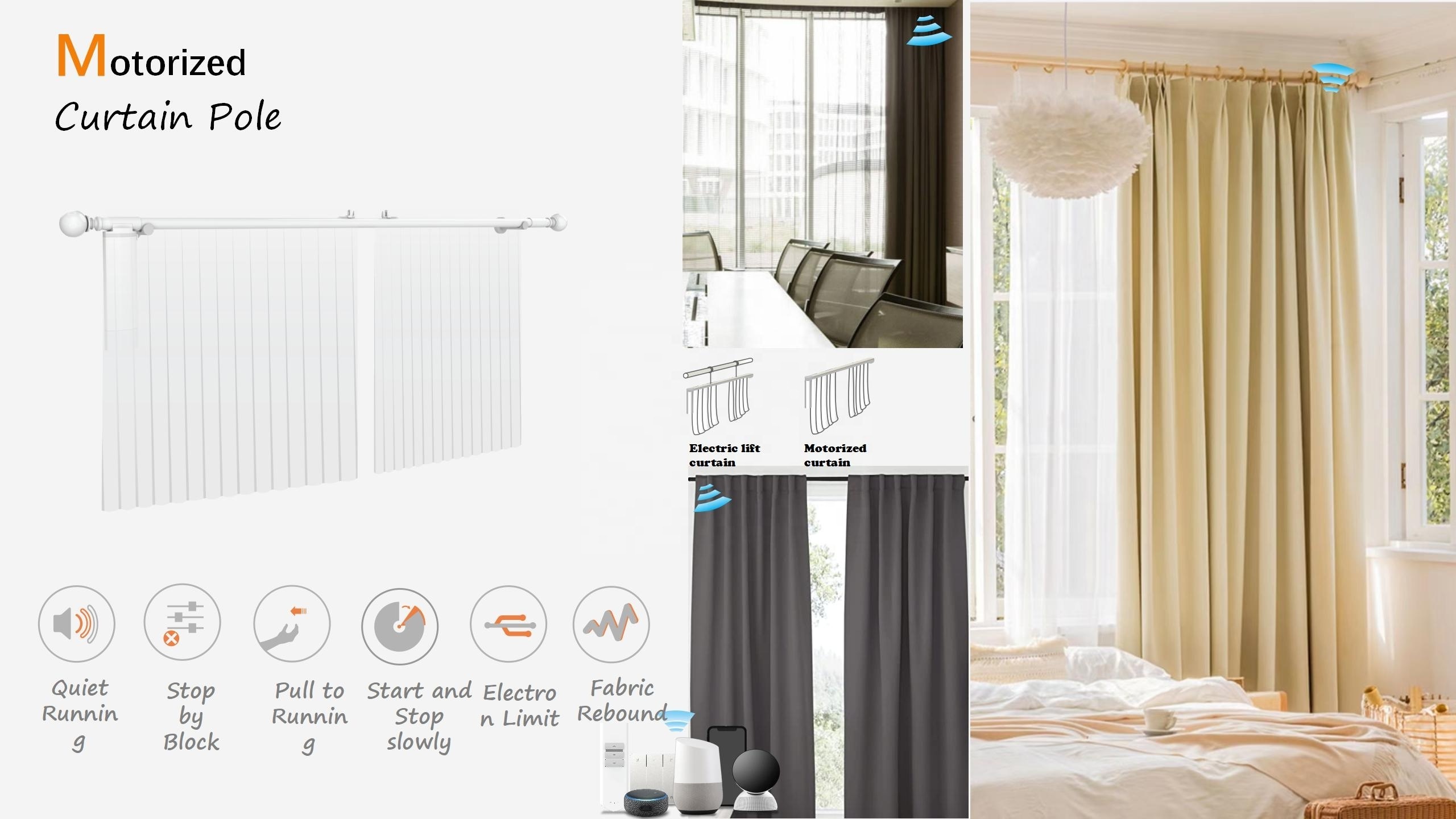 POYAL Motorized Drapery Rods and Smart Curtain Motors Remote Control Automatic Curtains Customized Poles and Intelligent Motor