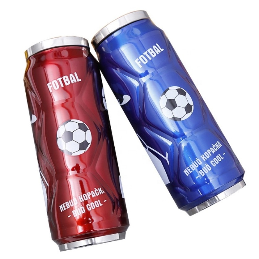 stainless steel cola can bottle tumbler double wall insulated metal soda can cup Water bottle with straw lid