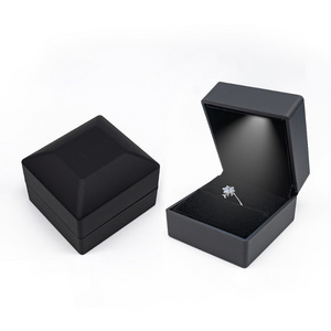 Luxury Custom Logo Printed Ring jewellery Boxes Led Light Jewelry Box Customized Jewelry Packaging With Logo For Wedding