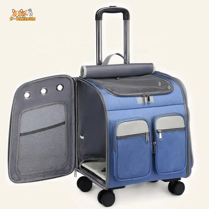 Great Standard Dog Carrier Travel Pet Sling Bag Comfortable 4 Wheel Pet Trolley Carrier Cat Dog Backpack with Wheels