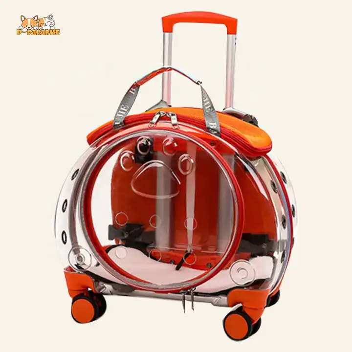 Innovative Design Pet Bag Carrier on Wheels Hard Bottom Trolley Pet Carrier Handle Outdoor Walking Pet Luggage