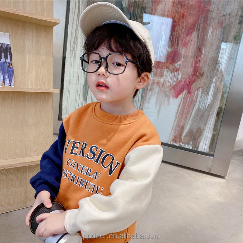 New arrival hot sale good quality customized color blocked boys kids sweatshirts