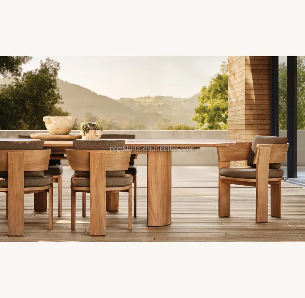 New Arrival Factory Handcrafted Luxury Outdoor For Dining Table Set 6 Seater Teak Modern Teak Dining Chair