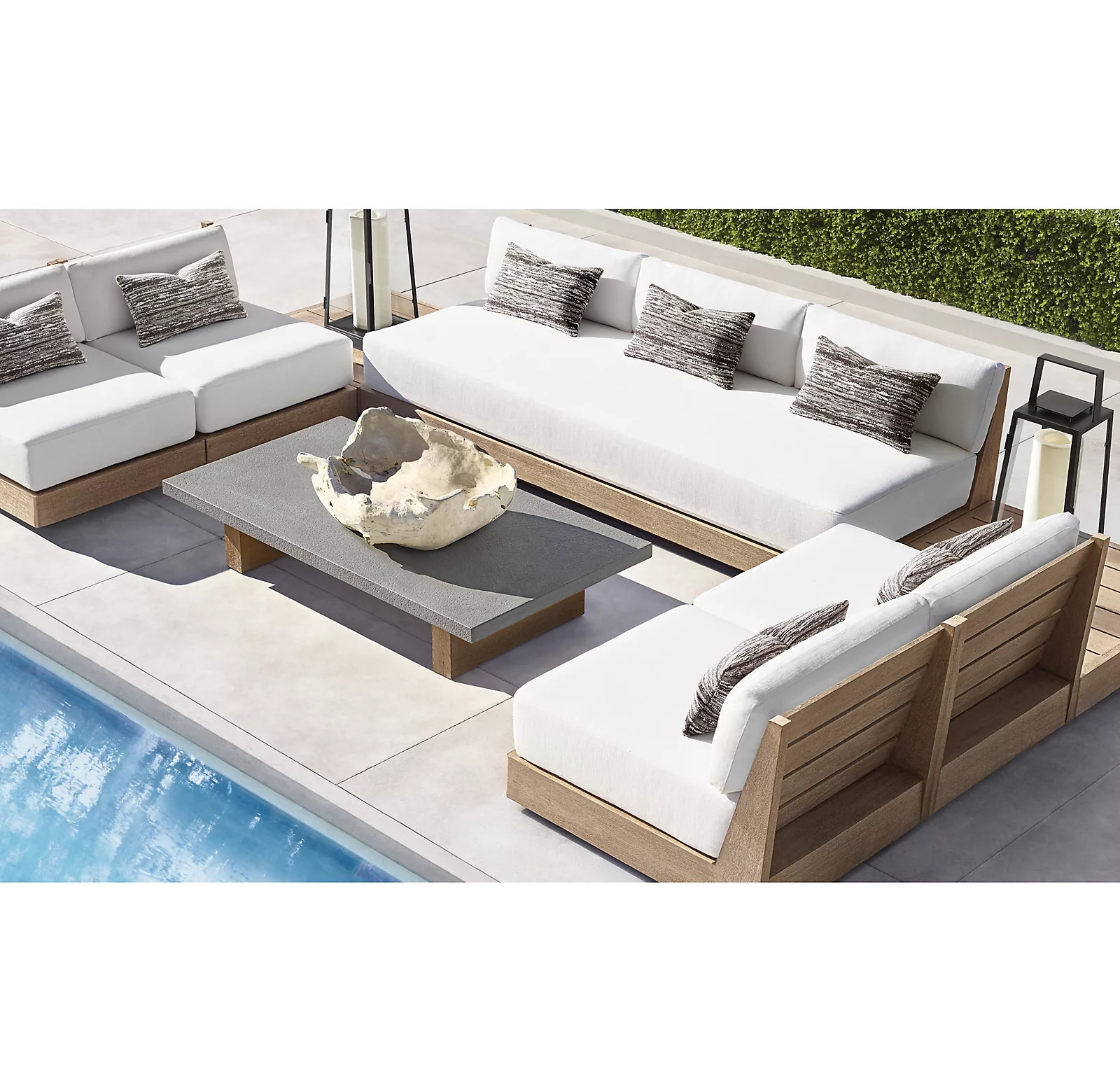 Sigma teak wooden U L shape patio modular garden sofas set modern outdoor furniture