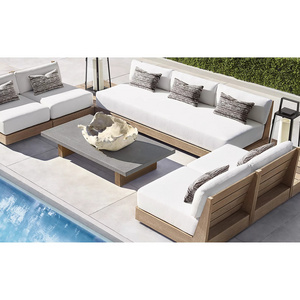 Sigma teak wooden U L shape patio modular garden sofas set modern outdoor furniture