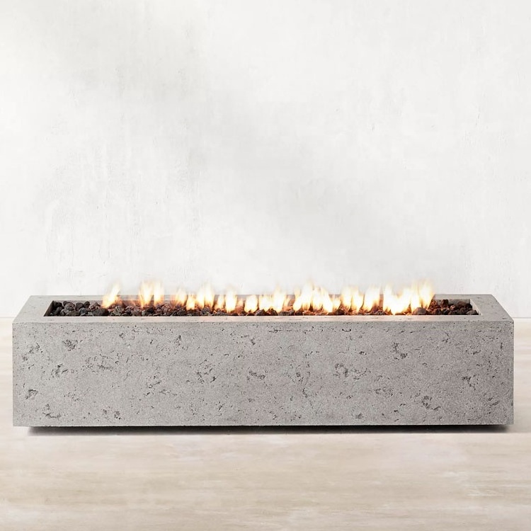 Modern outdoor natural gas garden furniture concrete fire pit table in patio