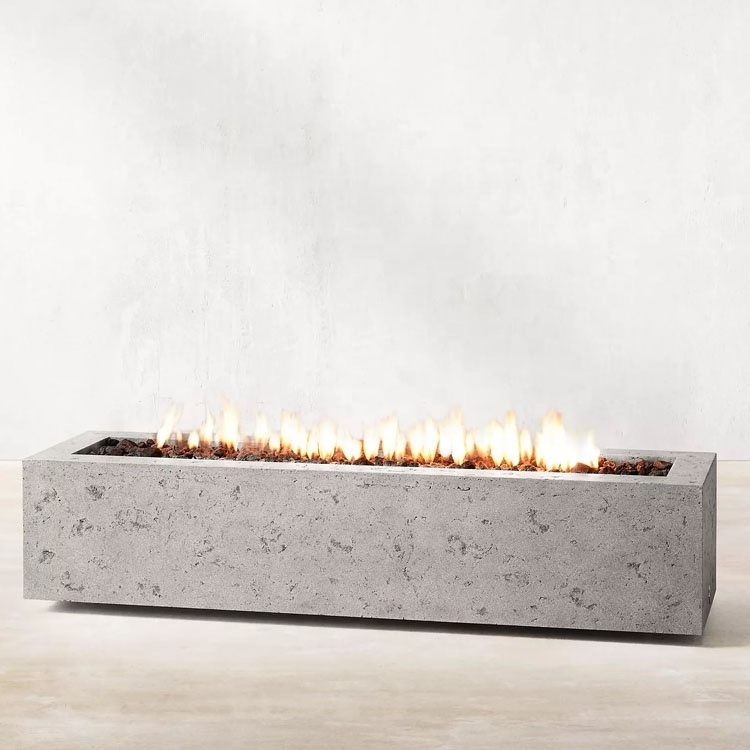 Modern outdoor natural gas garden furniture concrete fire pit table in patio