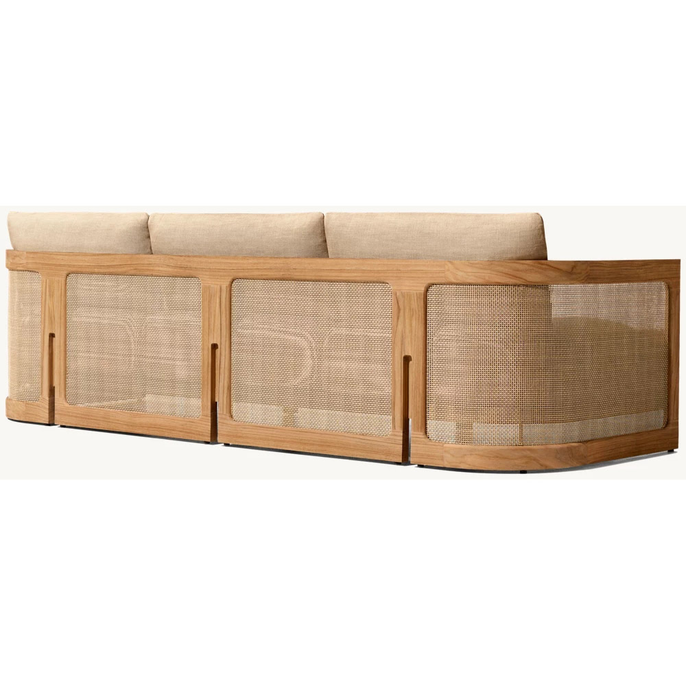 Luxury patio outdoor furniture solid natural teak couch 2 3 4 seat wooden wood garden sofa