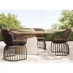 Wholesale new design metal garden dining set aluminum all-weather outdoor tables and chairs for patio